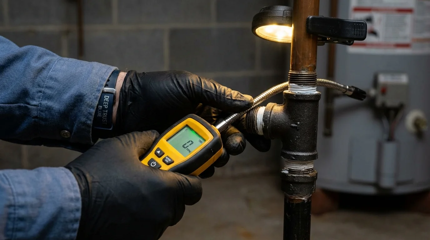 Gas leak detection with electronic sniffer by Johns Plumbing LLC in Burney