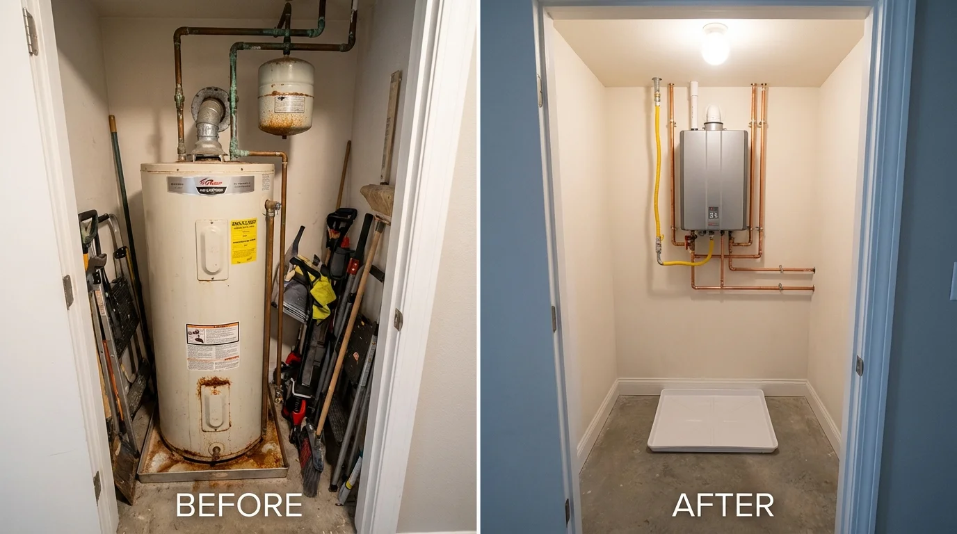 Tank water heater versus wall-mounted tankless unit comparison for Burney, CA homeowners