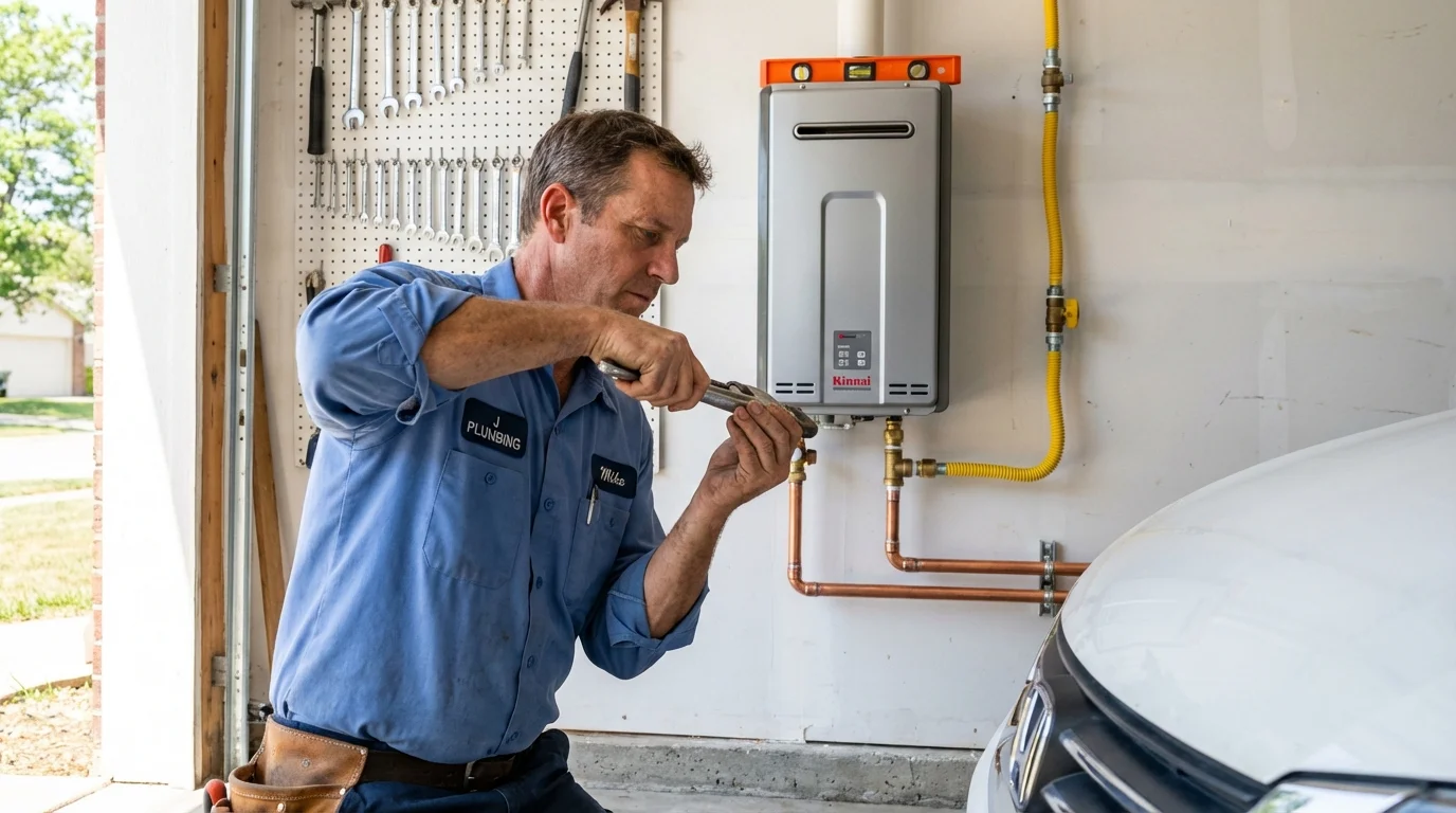Tankless water heater installation by a Johns Plumbing LLC plumber in Burney